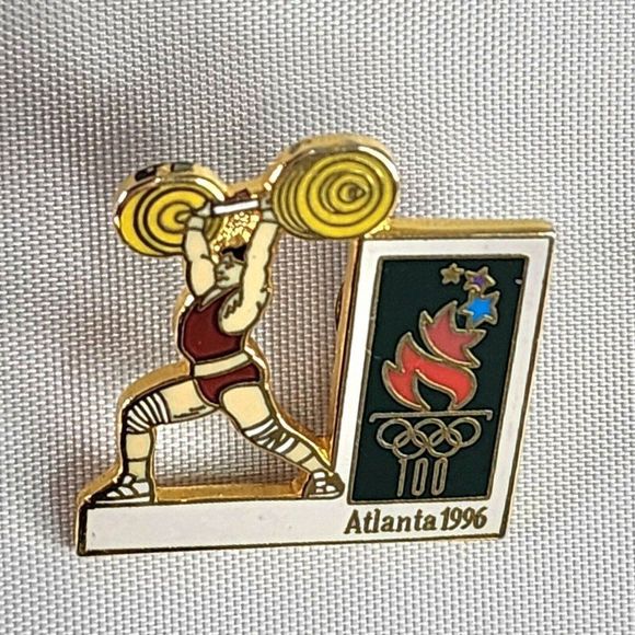 Atlanta Olympics 1996 Weightlifting Enamel Pin 422005 Hoho NYC Rare Og Retro - Picture 6 of 8